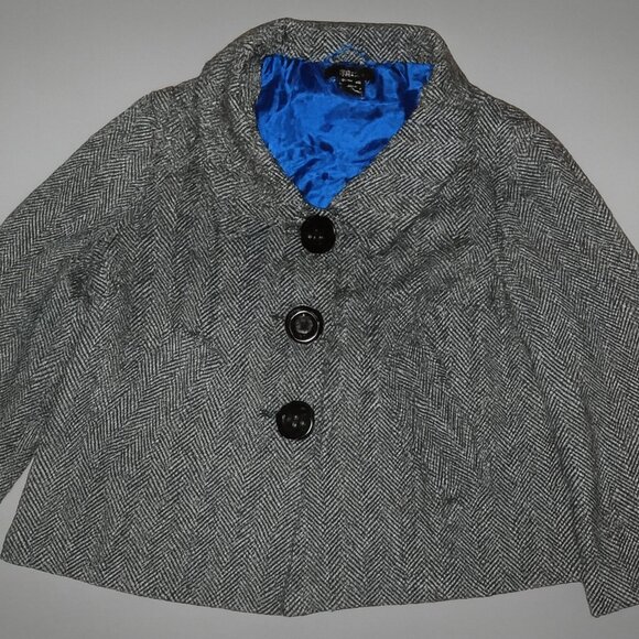 Luii Jacket Black and Grey Tweed Womens Large Crop Sleeve - Picture 1 of 5